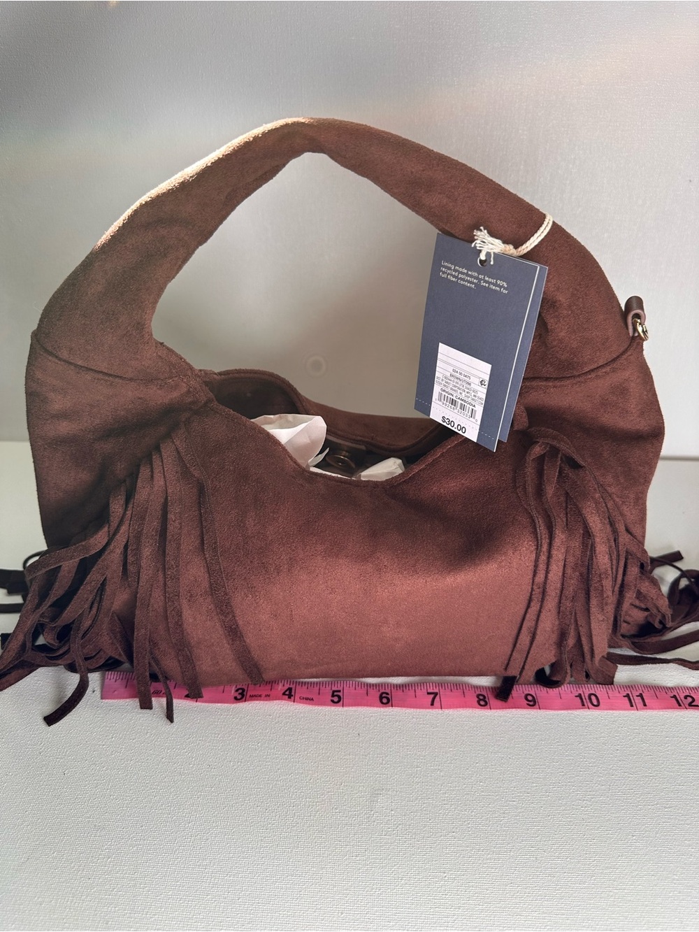 Universal Threads Suede Fringe Hobo Bag in Brown